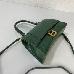 BALENCİAGA HOURGLASS SMALL TOP HANDLE BAG HAKİKİ DERİ BAYAN ÇANTA YEŞİL