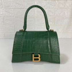 BALENCİAGA HOURGLASS SMALL TOP HANDLE BAG HAKİKİ DERİ BAYAN ÇANTA YEŞİL