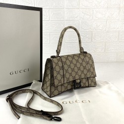 GUCCİ BALENCİAGA THE HACKER PROJECT HOURGLASS SMALL TOP HANDLE BAG HAKİKİ DERİ