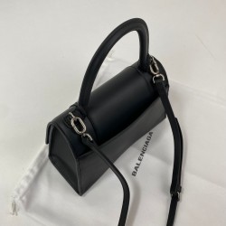 BALENCİAGA HOURGLASS SMALL TOP HANDLE BAG HAKİKİ MAT DERİ BAYAN ÇANTA SİYAH