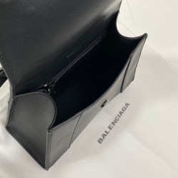 BALENCİAGA HOURGLASS SMALL TOP HANDLE BAG HAKİKİ MAT DERİ BAYAN ÇANTA SİYAH