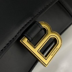 BALENCİAGA HOURGLASS SMALL TOP HANDLE BAG HAKİKİ MAT DERİ BAYAN ÇANTA SİYAH