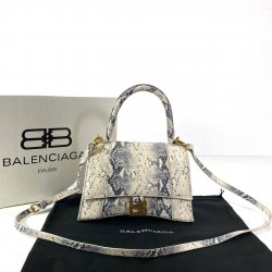 BALENCİAGA HOURGLASS SMALL TOP HANDLE BAG PİTON DESENLİ HAKİKİ DERİ BAYAN ÇANTA