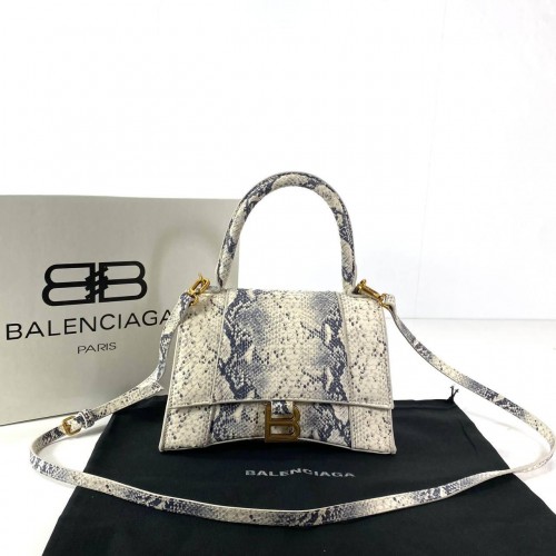 BALENCİAGA HOURGLASS SMALL TOP HANDLE BAG PİTON DESENLİ HAKİKİ DERİ BAYAN ÇANTA