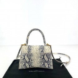 BALENCİAGA HOURGLASS SMALL TOP HANDLE BAG PİTON DESENLİ HAKİKİ DERİ BAYAN ÇANTA