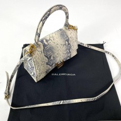 BALENCİAGA HOURGLASS SMALL TOP HANDLE BAG PİTON DESENLİ HAKİKİ DERİ BAYAN ÇANTA