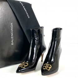 BALENCİAGA SQUARE KNİFE BB ANKLE BOOTS HAKİKİ DERİ BAYAN BOT SİYAH