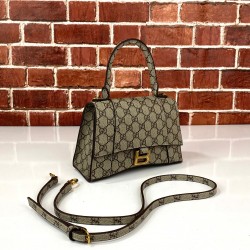 GUCCİ BALENCİAGA THE HACKER PROJECT HOURGLASS SMALL TOP HANDLE BAG HAKİKİ DERİ