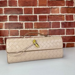 BOTTEGA VENETA ANDİAMO CLUTCH %100 HAKİKİ DERİ ÇANTA KREM