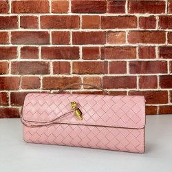 BOTTEGA VENETA ANDİAMO CLUTCH %100 HAKİKİ DERİ ÇANTA PEMBE