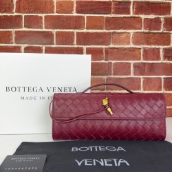 BOTTEGA VENETA ANDİAMO CLUTCH %100 HAKİKİ DERİ ÇANTA BORDO