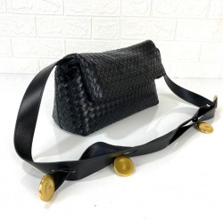 BOTTEGA VENETA COBBLE SHOULDER BAG HAKİKİ DERİ ÇANTA SİYAH
