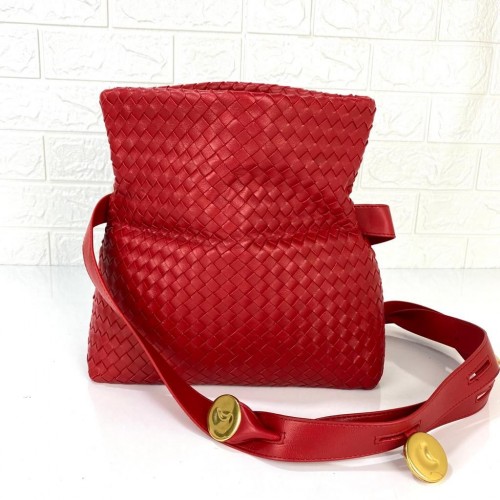BOTTEGA VENETA COBBLE SHOULDER BAG HAKİKİ DERİ ÇANTA KIRMIZI