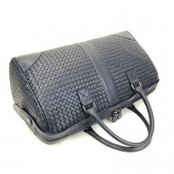 BOTTEGA VENETA MEDİUM DUFFLE BAG HAKİKİ KUZU DERİSİ EL ÖRGÜSÜ SEYAHAT VALİZİ SİYAH
