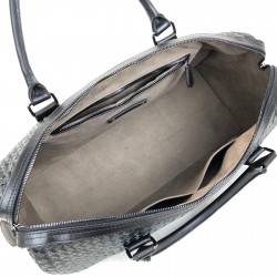BOTTEGA VENETA MEDİUM DUFFLE BAG HAKİKİ KUZU DERİSİ EL ÖRGÜSÜ SEYAHAT VALİZİ SİYAH