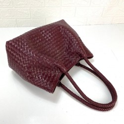 BOTTEGA VENETA TOTE BAG HAKİKİ DERİ ÇANTA BORDO