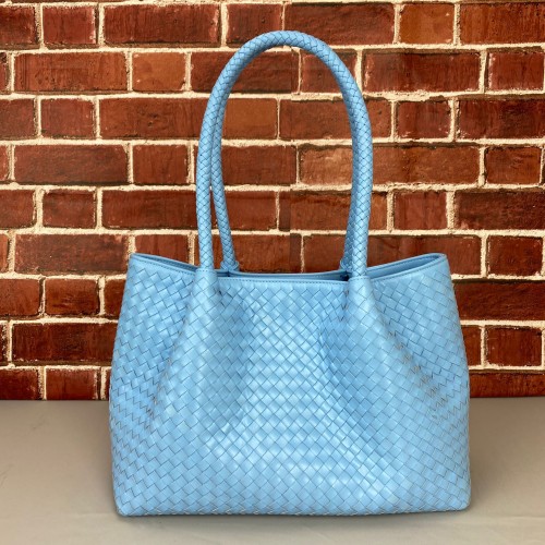 BOTTEGA VENETA SMALL TOTE BAG HAKİKİ DERİ ÇANTA BEBE MAVİSİ