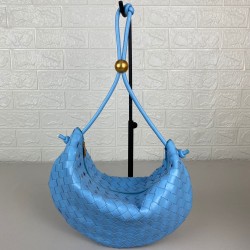 BOTTEGA VENETA TURN POUCH HAKİKİ DERİ ÇANTA MAVİ