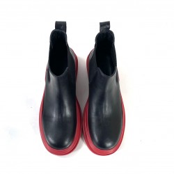 BOTTEGA VENETA TİRE CHELSEA BOOTİES SİYAH/KIRMIZI