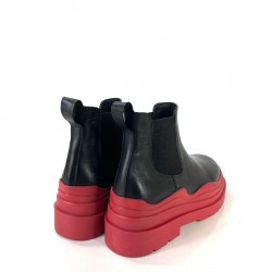 BOTTEGA VENETA TİRE CHELSEA BOOTİES SİYAH/KIRMIZI