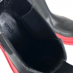 BOTTEGA VENETA TİRE CHELSEA MİD-BOOTİES SİYAH/KIRMIZI
