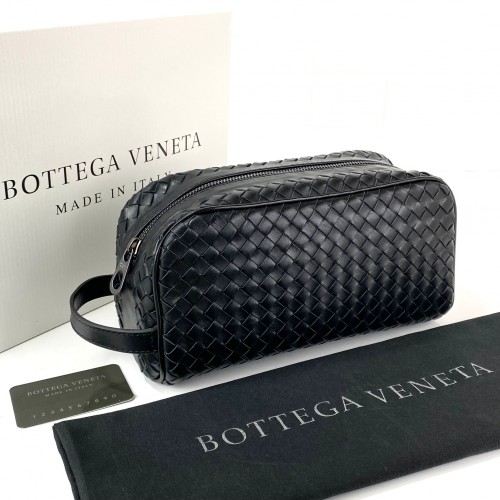 BOTTEGA VENETA WASH BAG HAKİKİ DERİ UNİSEX EL ÇANTASI SİYAH