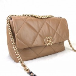 CHANEL 19 LARGE FLAP BAG  HAKİKİ DERİ KUM BEJİ