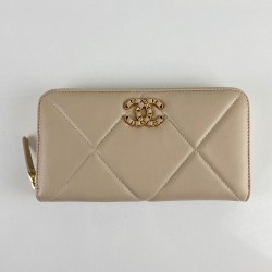 CHANEL 19 ZİPPED WALLET HAKİKİ DERİ BEJ