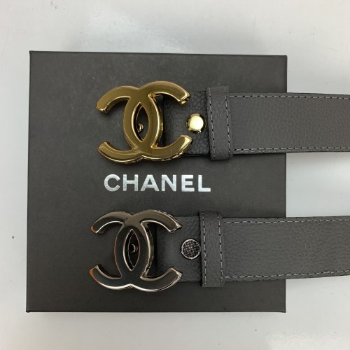 CHANEL BELT %100 HAKİKİ DERİ GRİ KEMER ALTIN VE NİKEL AKSESUAR SEÇENEĞİ İLE