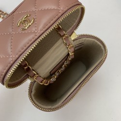 CHANEL CLASSİC VANİTY PHONE HOLDER CHAİN BAG HAKİKİ DERİ PUDRA PEMBESİ TELEFONLUK