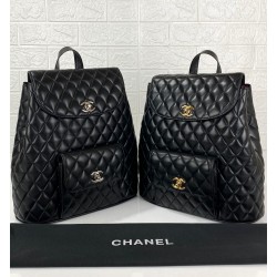 CHANEL VİNTAGE BACKPACK HAKİKİ DERİ ÇANTA SİYAH/GÜMÜŞ AKSESUAR