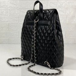 CHANEL VİNTAGE BACKPACK HAKİKİ DERİ ÇANTA SİYAH/GÜMÜŞ AKSESUAR