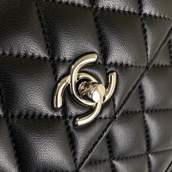CHANEL VİNTAGE BACKPACK HAKİKİ DERİ ÇANTA SİYAH/GÜMÜŞ AKSESUAR