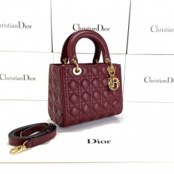 CHRİSTİAN DİOR MEDİUM LADY DİOR BAG BORDO ALTIN AKSESUAR