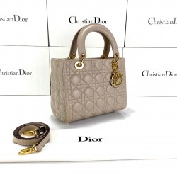 CHRİSTİAN DİOR MEDİUM LADY DİOR BAG VİZON ALTIN AKSESUAR