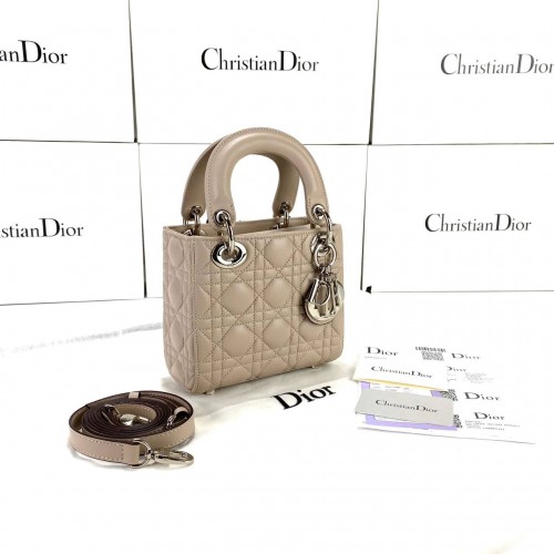 CHRİSTİAN DİOR MİNİ LADY DİOR BAG VİZON GÜMÜŞ AKSESUAR