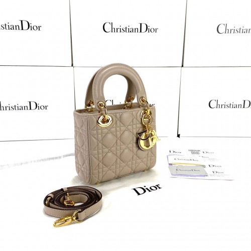 CHRİSTİAN DİOR MİNİ LADY DİOR BAG VİZON ALTIN AKSESUAR