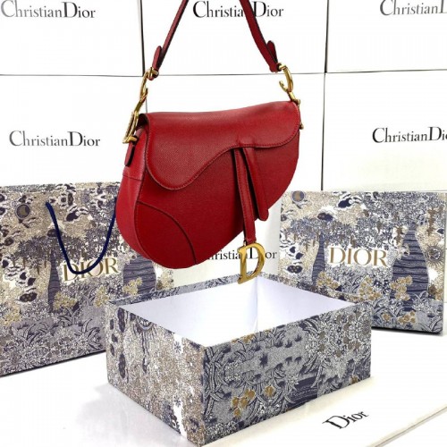 CHRİSTİAN DİOR SADDLE CALFSKİN BAG KIRMIZI EPSON DERİ