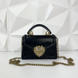 DOLCE&GABBANA SMALL DEVOTİON BAG HAKİKİ DERİ SİYAH ÇANTA