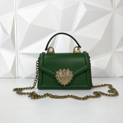 DOLCE&GABBANA SMALL DEVOTİON BAG HAKİKİ DERİ YEŞİL ÇANTA