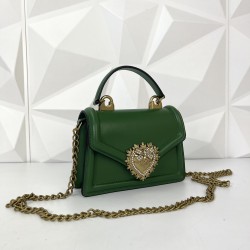 DOLCE&GABBANA SMALL DEVOTİON BAG HAKİKİ DERİ YEŞİL ÇANTA