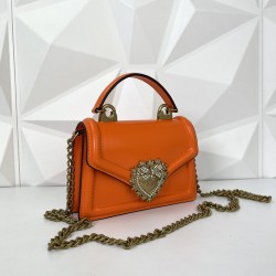 DOLCE&GABBANA SMALL DEVOTİON BAG HAKİKİ DERİ TURUNCU ÇANTA