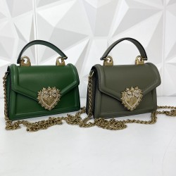 DOLCE&GABBANA SMALL DEVOTİON BAG HAKİKİ DERİ YEŞİL ÇANTA