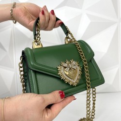 DOLCE&GABBANA SMALL DEVOTİON BAG HAKİKİ DERİ YEŞİL ÇANTA