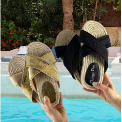 CHRİSTİAN DİOR CRİSS CROSS FLAT ESPADRİLLE SANDALS SİYAH