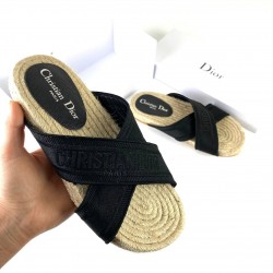 CHRİSTİAN DİOR CRİSS CROSS FLAT ESPADRİLLE SANDALS SİYAH