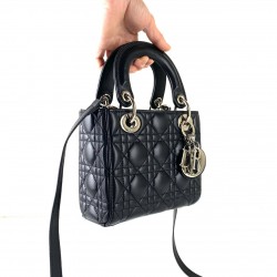 CHRİSTİAN DİOR MİNİ LADY DİOR BAG SİYAH GÜMÜŞ AKSESUAR