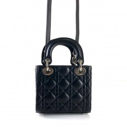 CHRİSTİAN DİOR MİNİ LADY DİOR BAG SİYAH GÜMÜŞ AKSESUAR