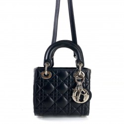 CHRİSTİAN DİOR MİNİ LADY DİOR BAG SİYAH GÜMÜŞ AKSESUAR