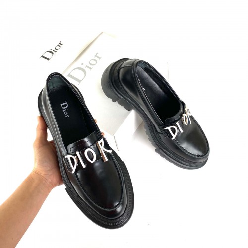 DİOR BRUSHED DERBY SHOES %100 HAKİKİ DERİ BAYAN AYAKKABI SİYAH